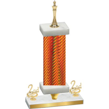 Premium Single Orange Carbon Fiber Second Place Chess Trophy