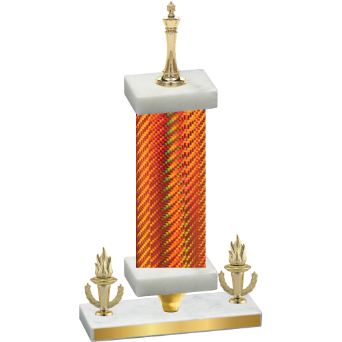 Premium Single Orange Carbon Fiber Victory Chess Trophy