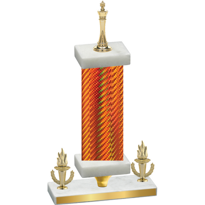 Premium Single Orange Carbon Fiber Victory Chess Trophy