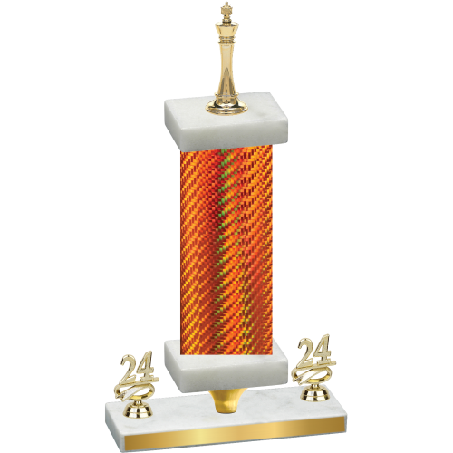 Premium Single Orange Carbon Fiber Year Chess Trophy