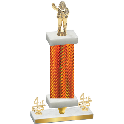 Premium Single Orange Carbon Fiber Fourth Place Holiday Trophy