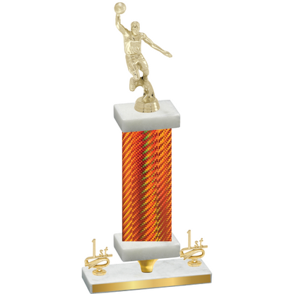 Premium Single Orange Carbon Fiber First Place Basketball Trophy
