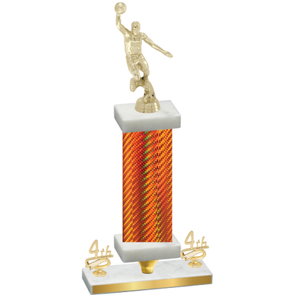 Premium Single Orange Carbon Fiber Fourth Place Basketball Trophy