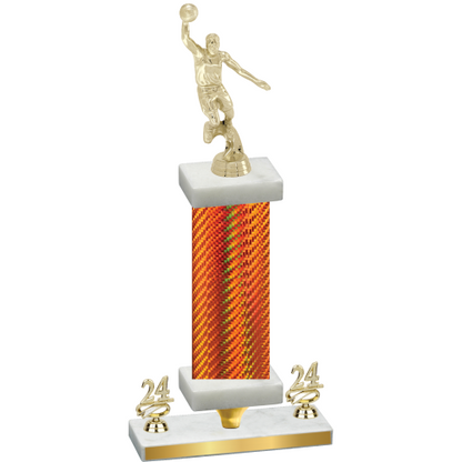 Premium Single Orange Carbon Fiber Year Basketball Trophy