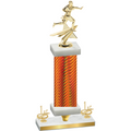 Premium Single Orange Carbon Fiber First Place Flag Football Trophy