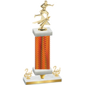 Premium Single Orange Carbon Fiber Second Place Flag Football Trophy
