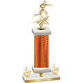 Premium Single Orange Carbon Fiber Fourth Place Flag Football Trophy