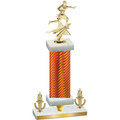 Premium Single Orange Carbon Fiber Victory Flag Football Trophy