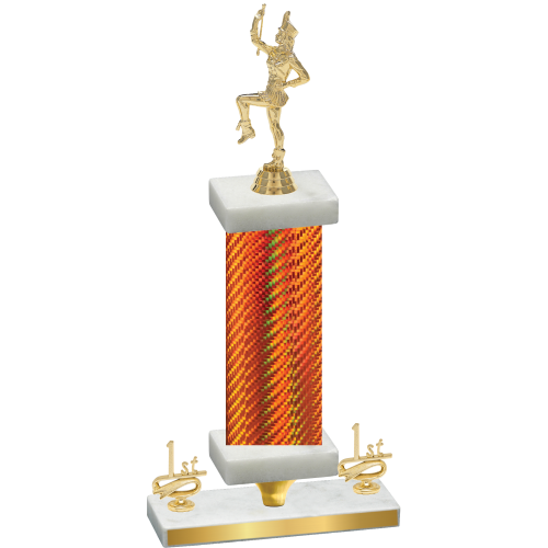 Premium Single Orange Carbon Fiber First Place Majorette Trophy