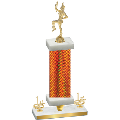 Premium Single Orange Carbon Fiber First Place Majorette Trophy