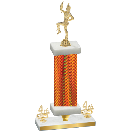 Premium Single Orange Carbon Fiber Fourth Place Majorette Trophy