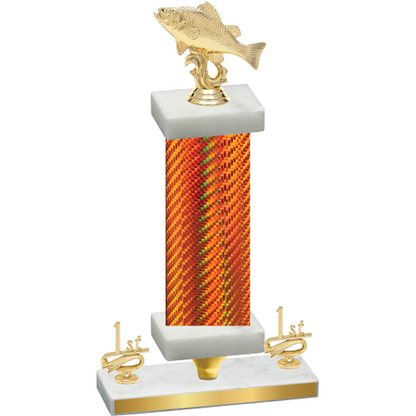 Premium Single Orange Carbon Fiber First Place Fishing Trophy