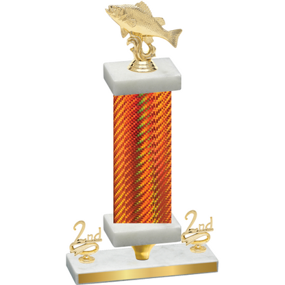 Premium Single Orange Carbon Fiber Second Place Fishing Trophy