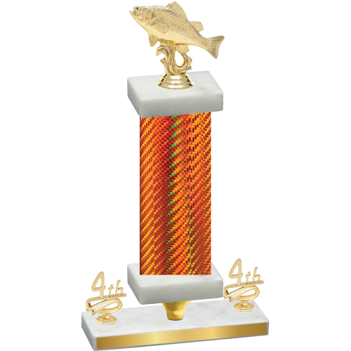 Premium Single Orange Carbon Fiber Fourth Place Fishing Trophy