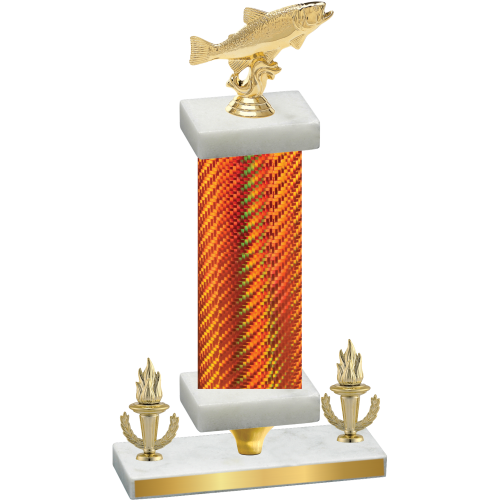 Premium Single Orange Carbon Fiber Victory Fishing Trophy