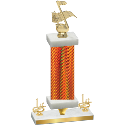 Premium Single Orange Carbon Fiber First Place Music Trophy