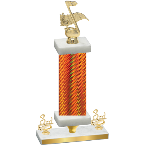 Premium Single Orange Carbon Fiber Third Place Music Trophy