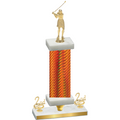 Premium Single Orange Carbon Fiber Second Place Golf Trophy