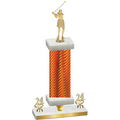 Premium Single Orange Carbon Fiber Year Golf Trophy