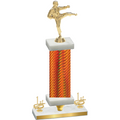Premium Single Orange Carbon Fiber First Place Karate Trophy