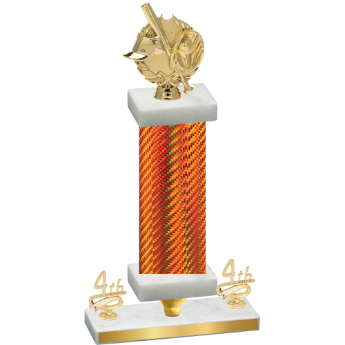 Premium Single Orange Carbon Fiber Fourth Place Baseball Trophy