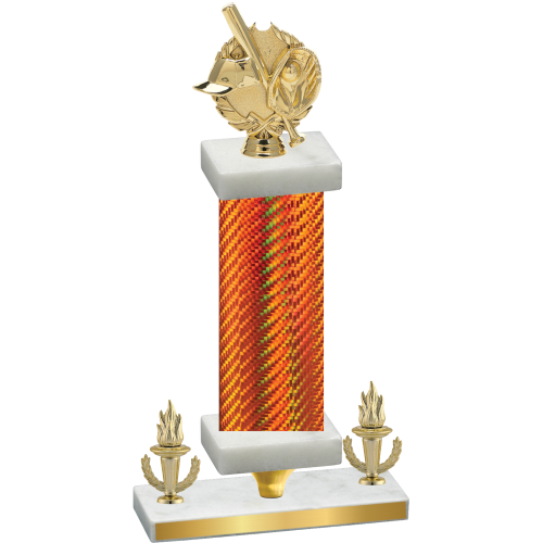 Premium Single Orange Carbon Fiber Victory Baseball Trophy