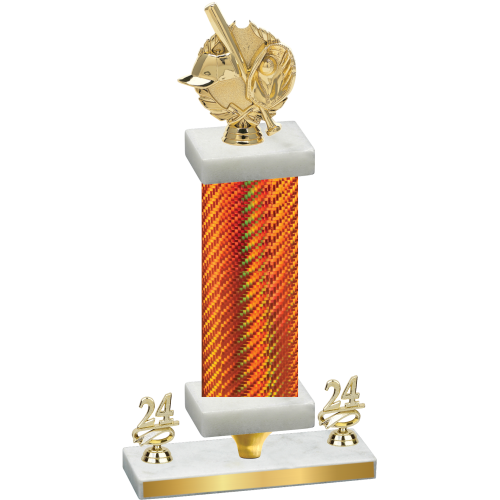 Premium Single Orange Carbon Fiber Year Baseball Trophy