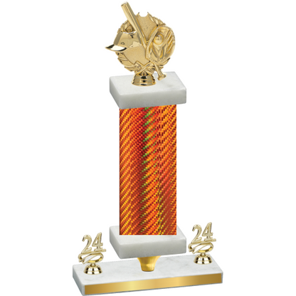 Premium Single Orange Carbon Fiber Year Baseball Trophy