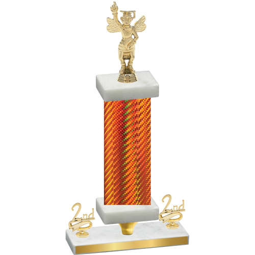Premium Single Orange Carbon Fiber Second Place Academics Trophy