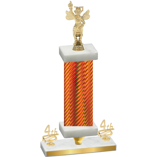 Premium Single Orange Carbon Fiber Fourth Place Academics Trophy