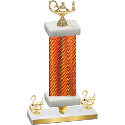 Premium Single Orange Carbon Fiber Second Place Academics Trophy