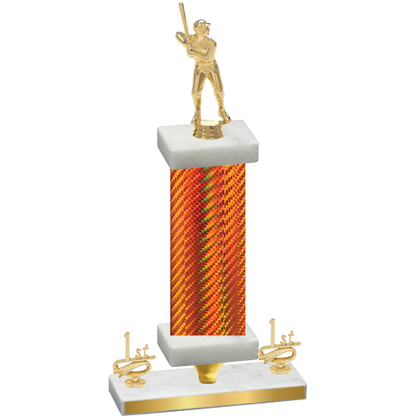 Premium Single Orange Carbon Fiber First Place Baseball Trophy