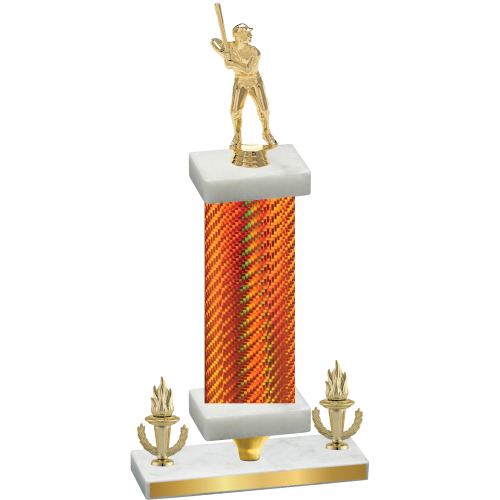 Premium Single Orange Carbon Fiber Victory Baseball Trophy
