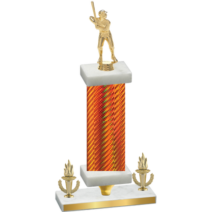 Premium Single Orange Carbon Fiber Victory Baseball Trophy