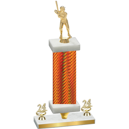 Premium Single Orange Carbon Fiber Year Baseball Trophy