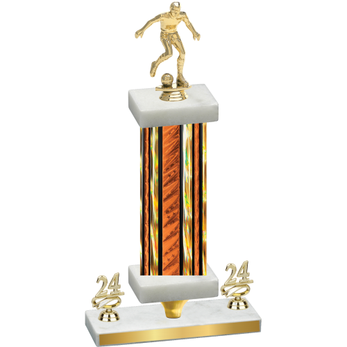 Premium Single Orange Glacier Year Soccer Trophy
