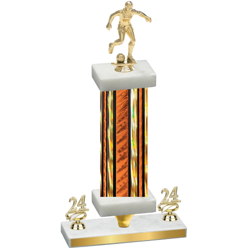 Premium Single Orange Glacier Year Soccer Trophy