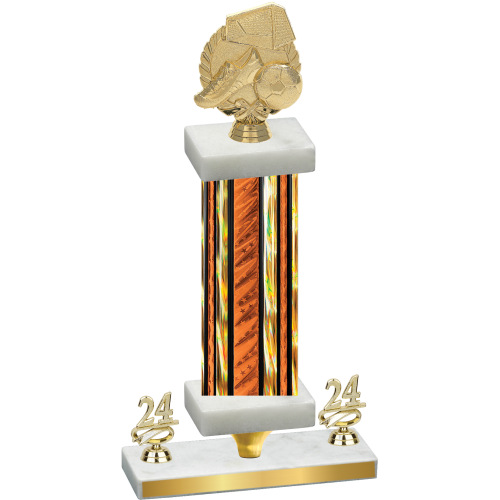 Premium Single Orange Glacier Year Soccer Trophy