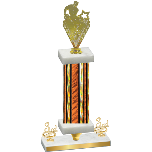 Premium Single Orange Glacier Third Place Rugby Trophy