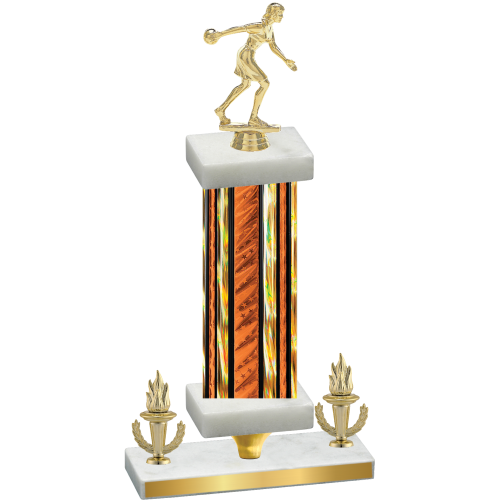 Premium Single Orange Glacier Victory Bowling Trophy