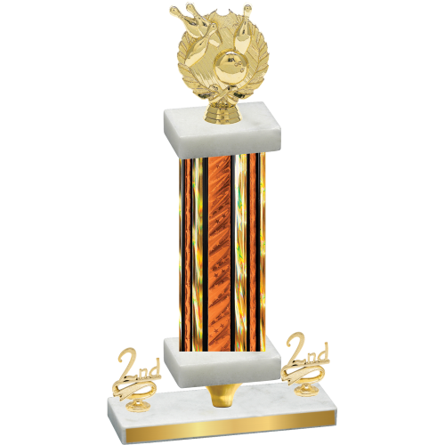Premium Single Orange Glacier Second Place Bowling Trophy