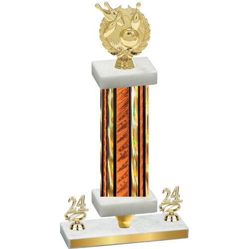 Premium Single Orange Glacier Year Bowling Trophy