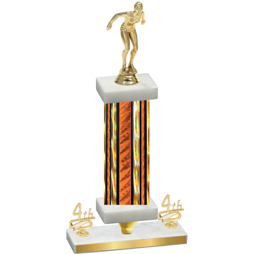 Premium Single Orange Glacier Fourth Place Tennis Trophy