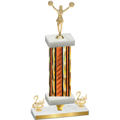 Premium Single Orange Glacier Second Place Cheerleading Trophy