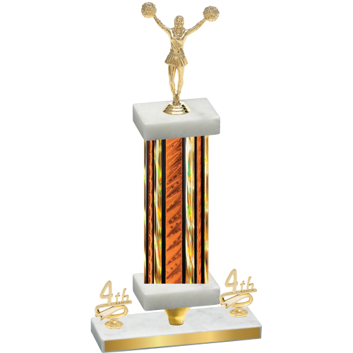 Premium Single Orange Glacier Fourth Place Cheerleading Trophy