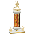 Premium Single Orange Glacier Second Place Lacrosse Trophy