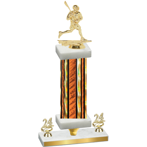 Premium Single Orange Glacier Year Lacrosse Trophy