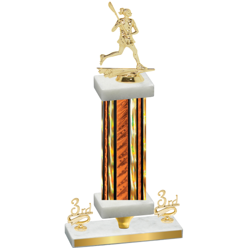 Premium Single Orange Glacier Third Place Lacrosse Trophy