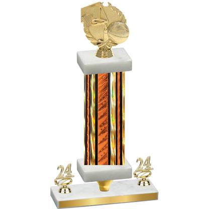 Premium Single Orange Glacier Year Basketball Trophy