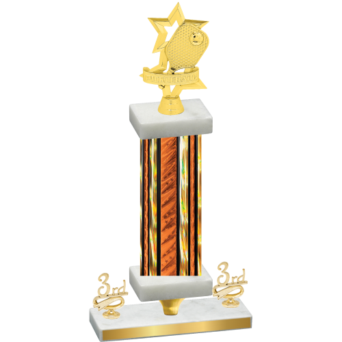 Premium Single Orange Glacier Third Place Pickleball Trophy